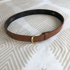 Embroidered Faux Leather Belt